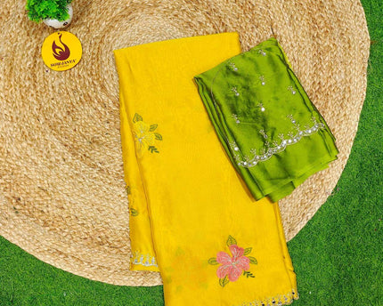Designer Embroidery Saree With Mirror Real Work - MIRROR2