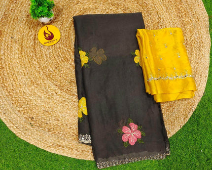 Designer Embroidery Saree With Mirror Real Work - MIRROR8