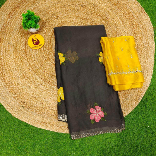 Designer Embroidery Saree With Mirror Real Work - MIRROR8