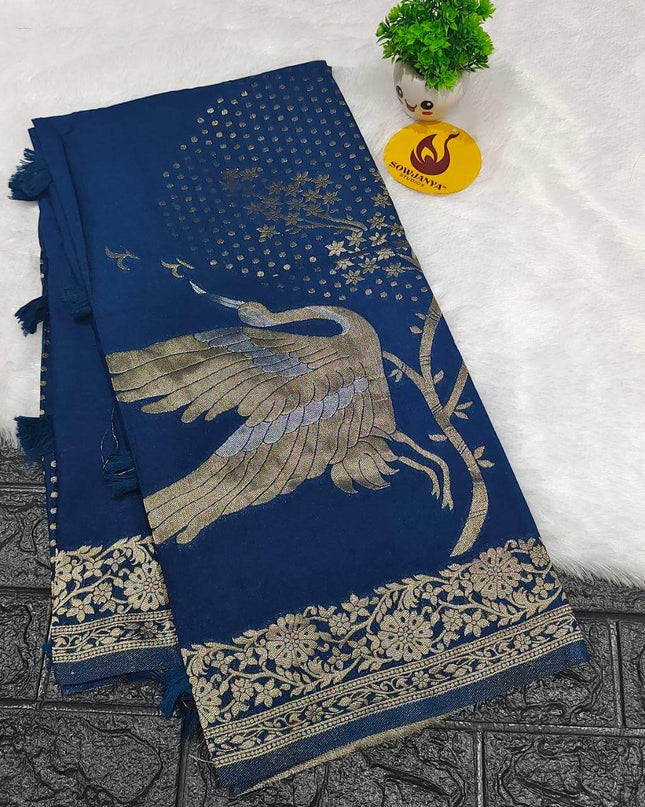 Premium Viscose Georgette With Zari Butti's Saree's - BEST22
