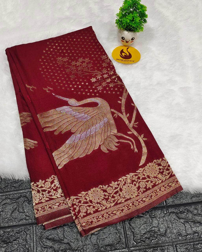 Premium Viscose Georgette With Zari Butti's Saree's - BEST18
