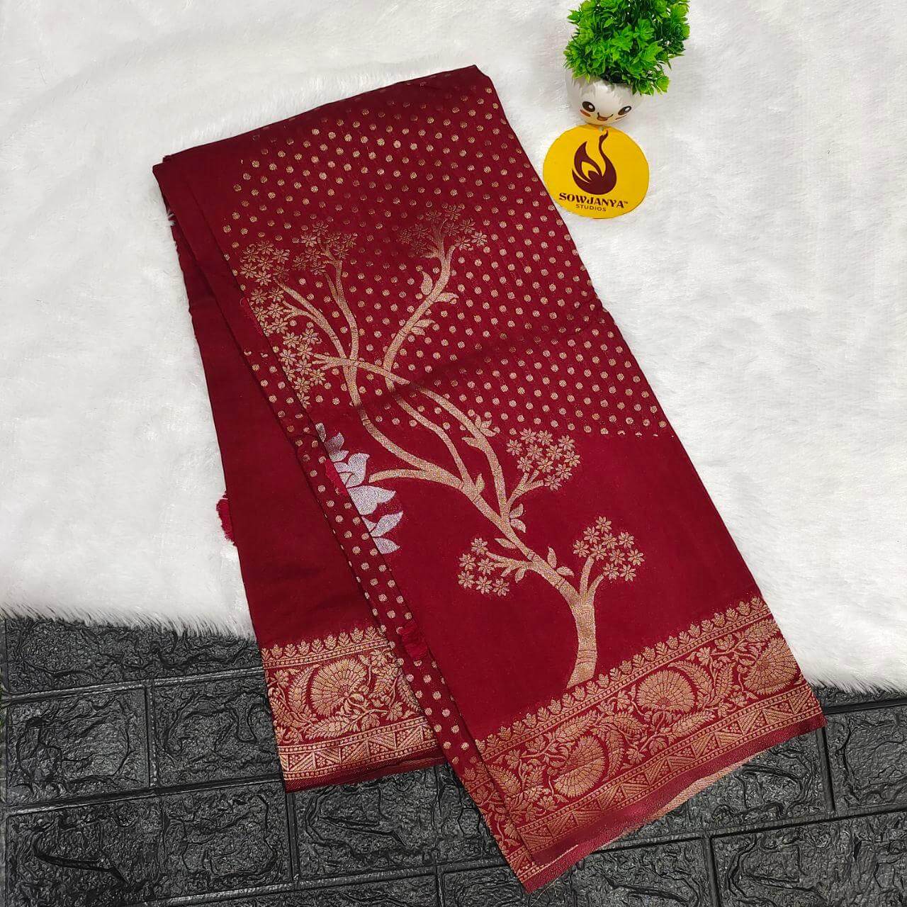 Premium Viscose Georgette With Zari Butti's Saree (26) - BLAST