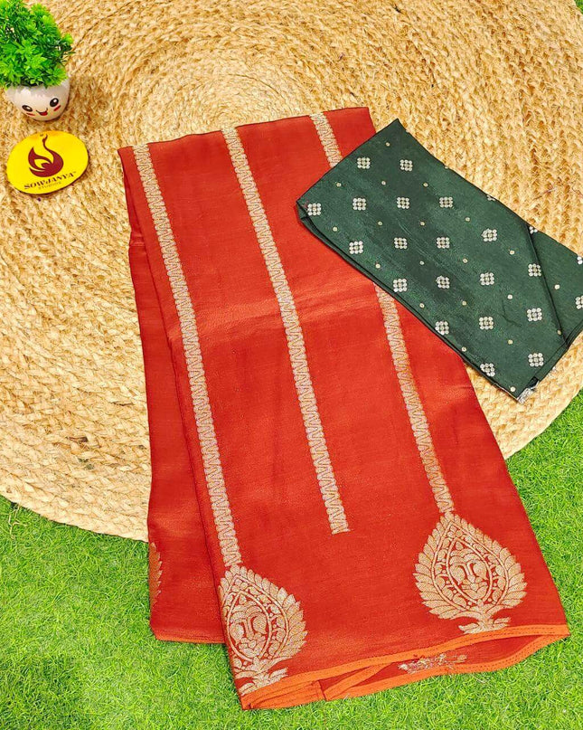 Premium Viscose Crape Georgette's Saree's - SSRUS10(Rust Orange)