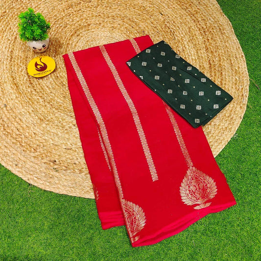 Premium Viscose Crape Georgette's Saree's - SSRUS7(RED)