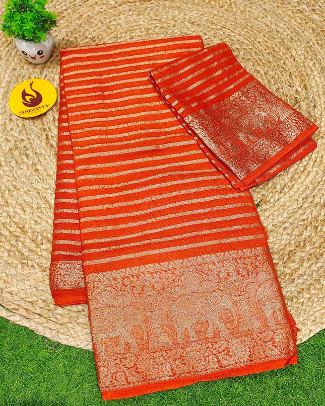 Premium  Viscose  Georgette With Heavy Zari Saree's - BEST29