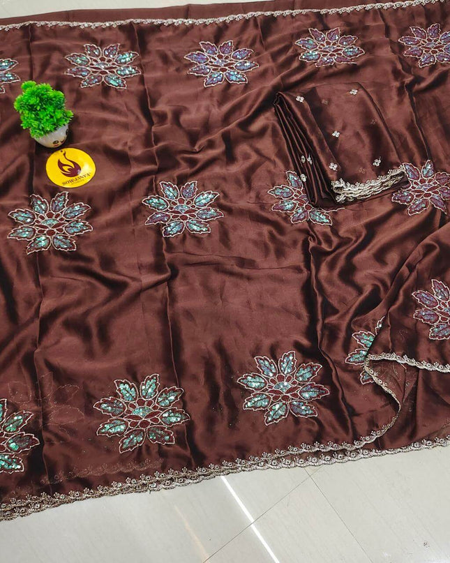 Designer Embroidery  With Sequence Work - SSBRW1