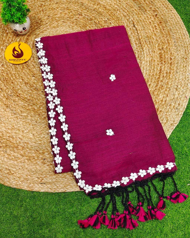 Premium Khadhi Cotton Sarees - SSKHD12(Wine)