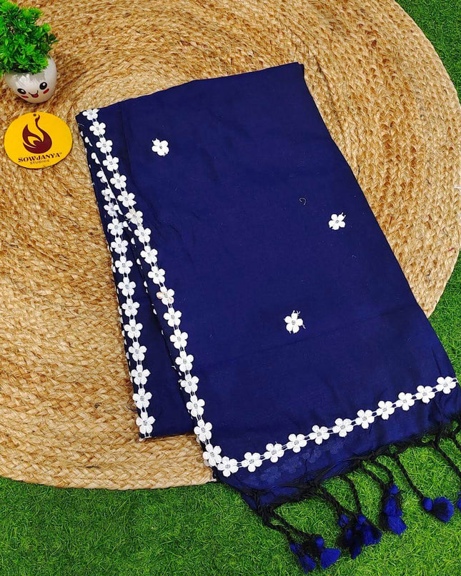 Premium Khadhi Cotton Sarees - SSKHD9(Navy Blue)
