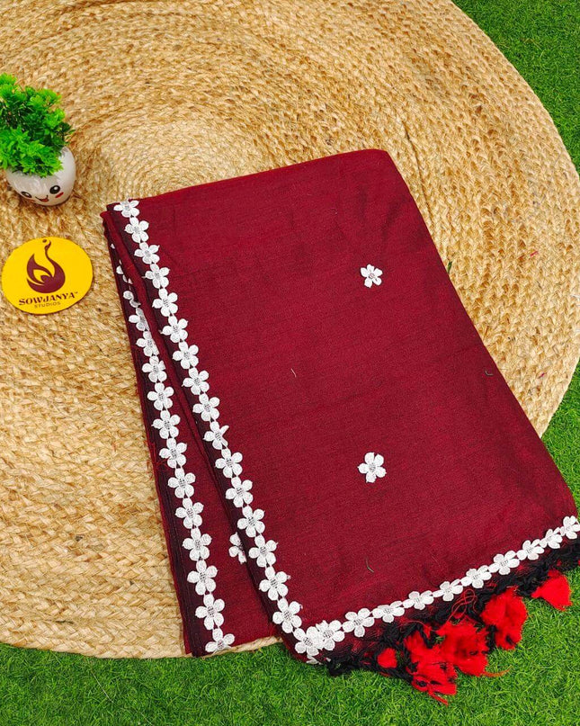 Premium Khadhi Cotton Sarees - SSKHD8(Light Meroun)