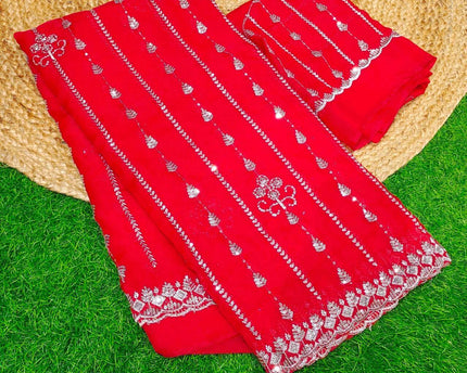 Premium Space Silk Work Sarees-SSSPC15(RED)