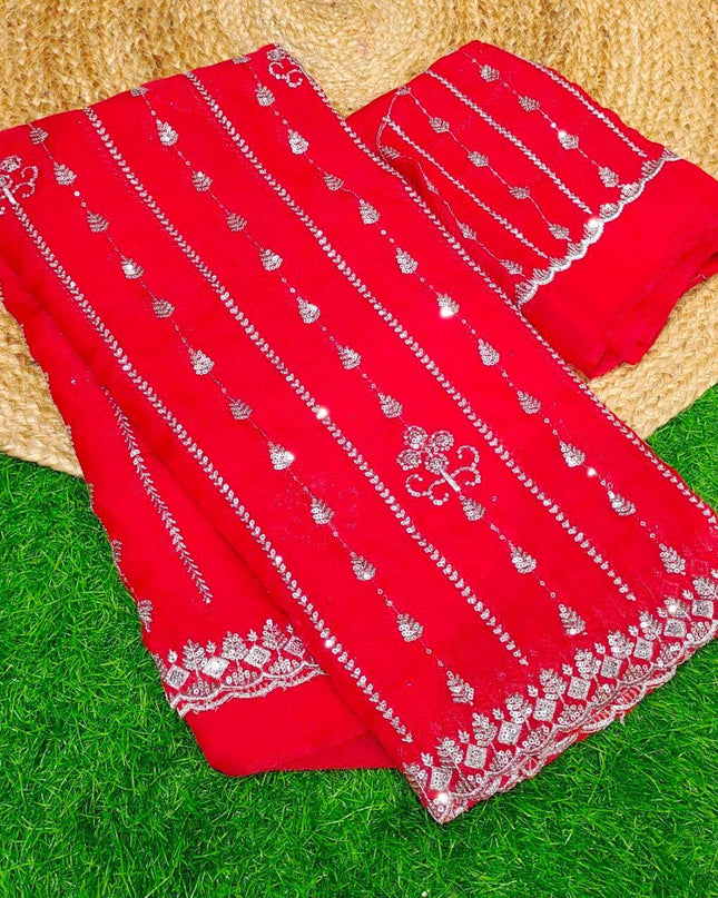 Premium Space Silk Work Sarees-MEGA6(RED)