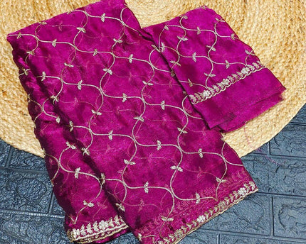 Premium Space Silk Work Sarees-SSSPC10(WINE)