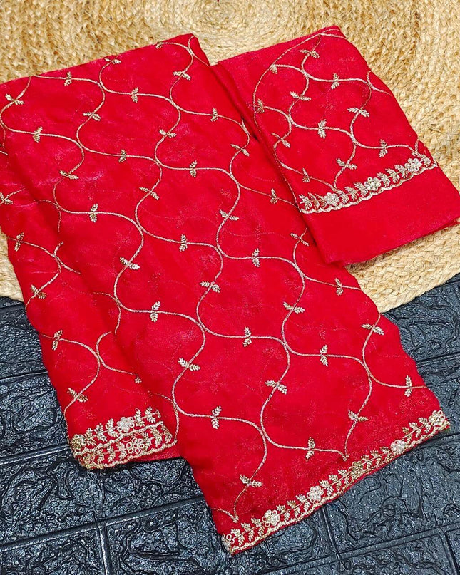 Premium Space Silk Work Sarees-MEGA4(RED)