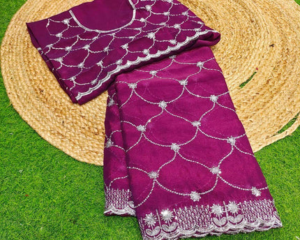 Premium Space Silk Work Sarees-SSSPC08(WINE)