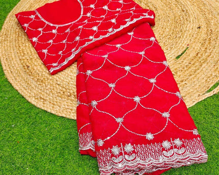 Premium Space Silk Work Sarees-SSSPC07(RED)