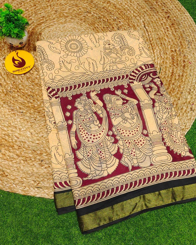 Premium Soft Mul Kalamkari Cotton Saree's- SSCTN18