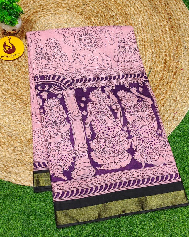 Premium Soft Mul Kalamkari Cotton Saree's- SSCTN16(PINK)