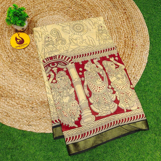 Premium Soft Mul Kalamkari Cotton Saree's- SSCTN15