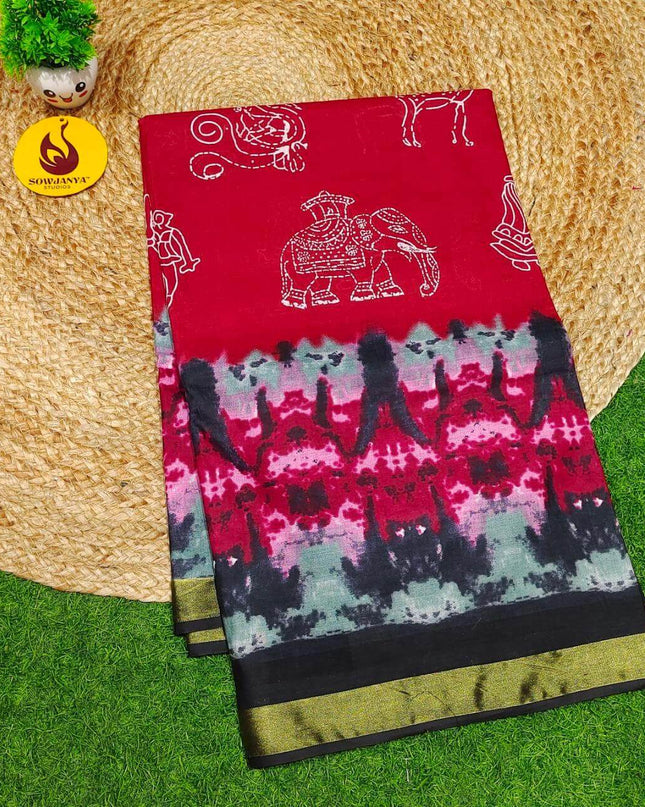 Premium Soft Mul Kalamkari Cotton Saree's- SSCTN12