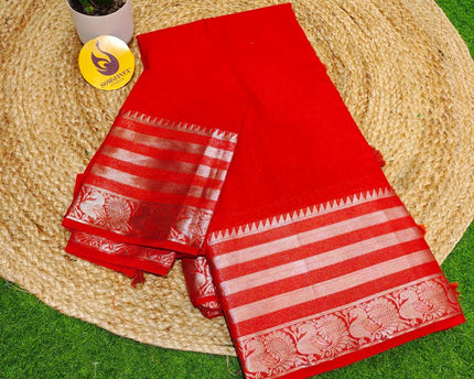 Premium Viscose Mangalagiri Border Saree's - BEST34(RUST ORANGE)