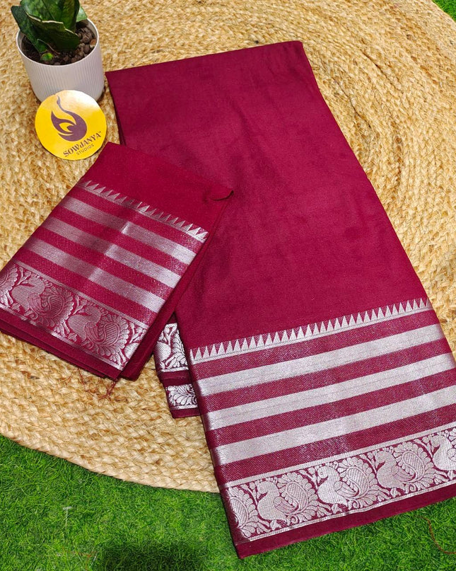 Premium Viscose Mangalagiri Border Saree's - BEST33