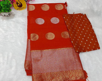 Premium Viscose Georgette Crape Saree's-BEST44(Rust orange)