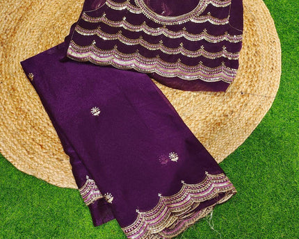 Premium Space Silk Work Sarees-SSSPC22(Wine)