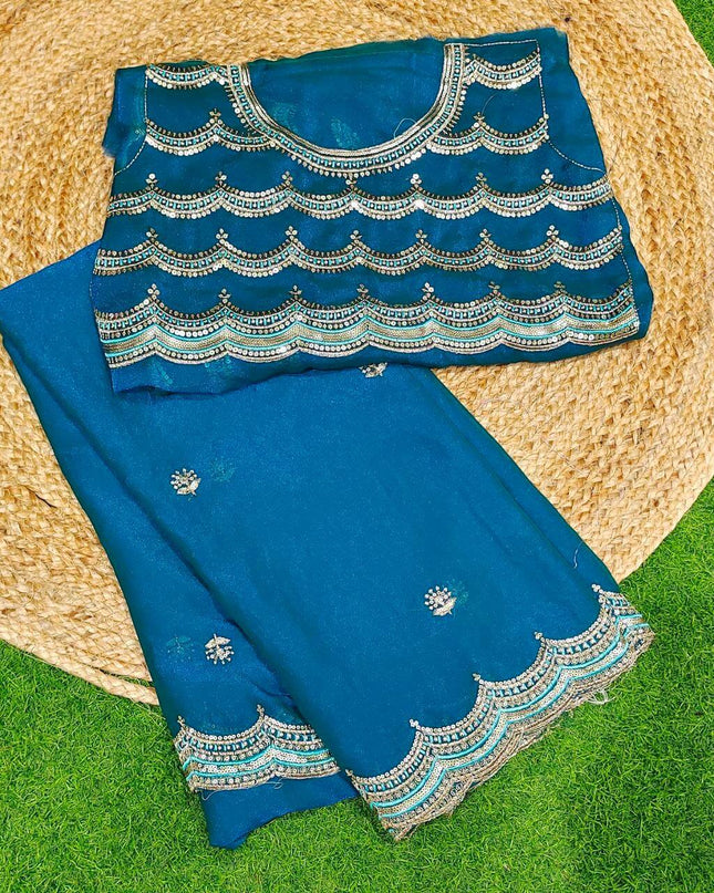 Premium Space Silk Work Sarees-MEGA14(Light Blue)