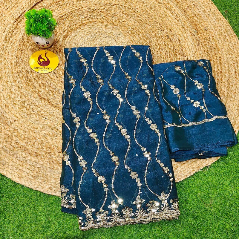 Premium Space Silk Work Sarees-SSSPC43(blue)