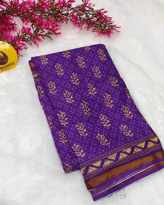 Premium Soft Mul Cotton With Jari boarder  Saree's- SSMUL12
