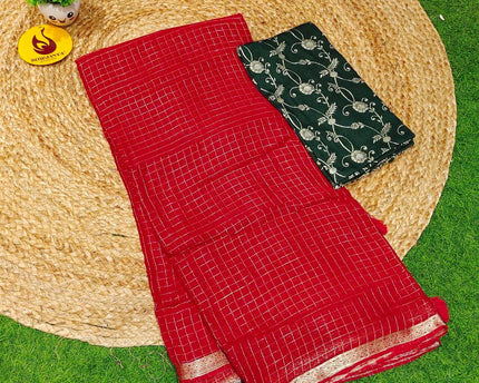 Premium Viscose Georgette ZARI LINES  Saree's - SSVIS8