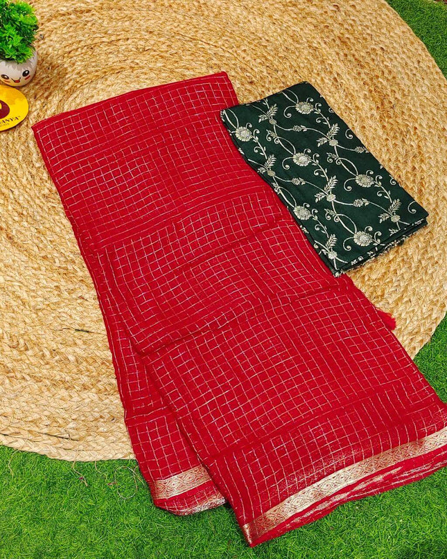 Premium Viscose Georgette ZARI LINES  Saree's - SSVIS8