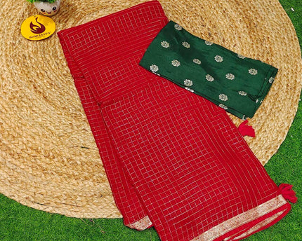Premium Viscose Georgette ZARI LINES  Saree's - SSVIS7
