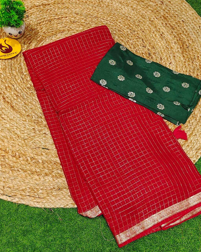 Premium Viscose Georgette ZARI LINES  Saree's - SSVIS7