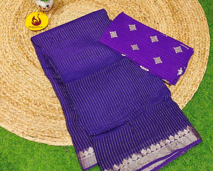 Premium Viscose Georgette ZARI LINES Saree's - SSVIS13