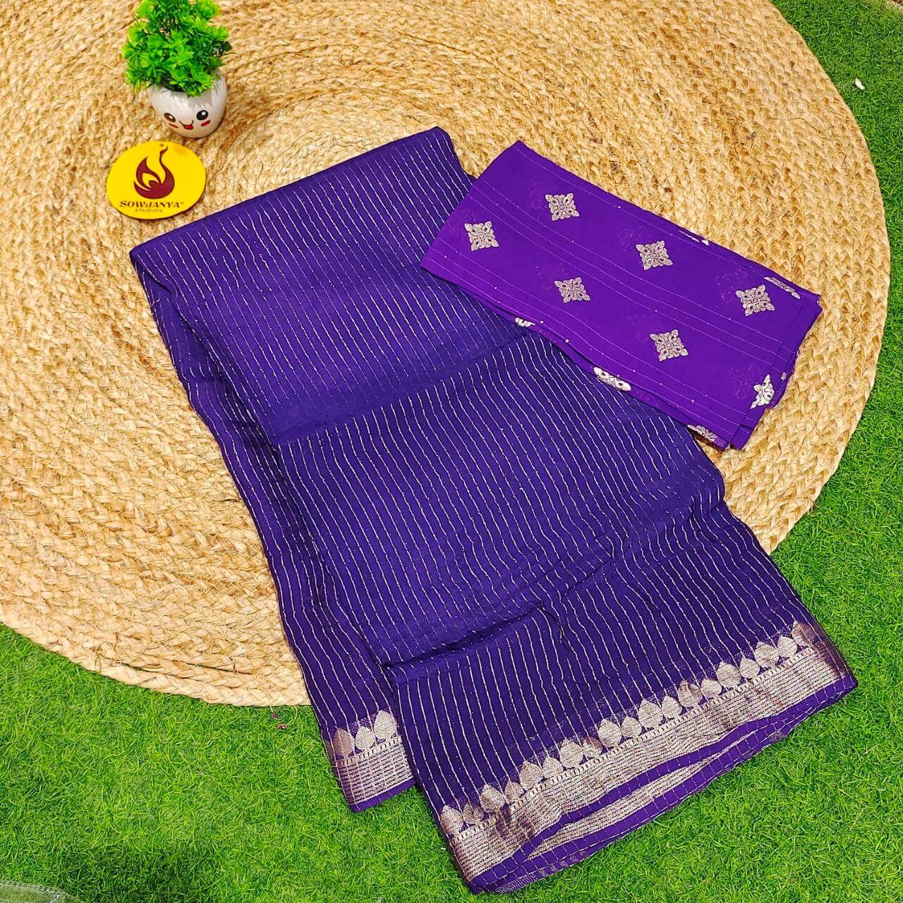 Premium Viscose Georgette ZARI LINES Saree's - SSVIS13