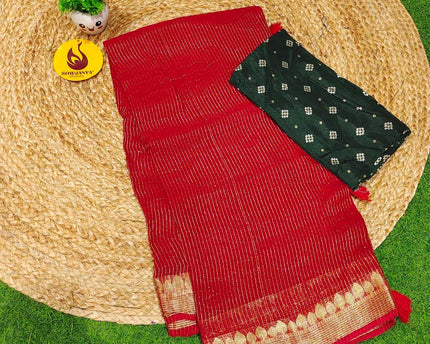 Premium Viscose Georgette ZARI LINES Saree's - SSVIS15(ANY DESIGN BLOUSE)