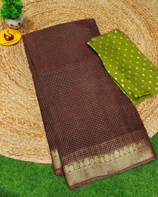 Premium Viscose Georgette ZARI LINES  Saree's - SSVIS6