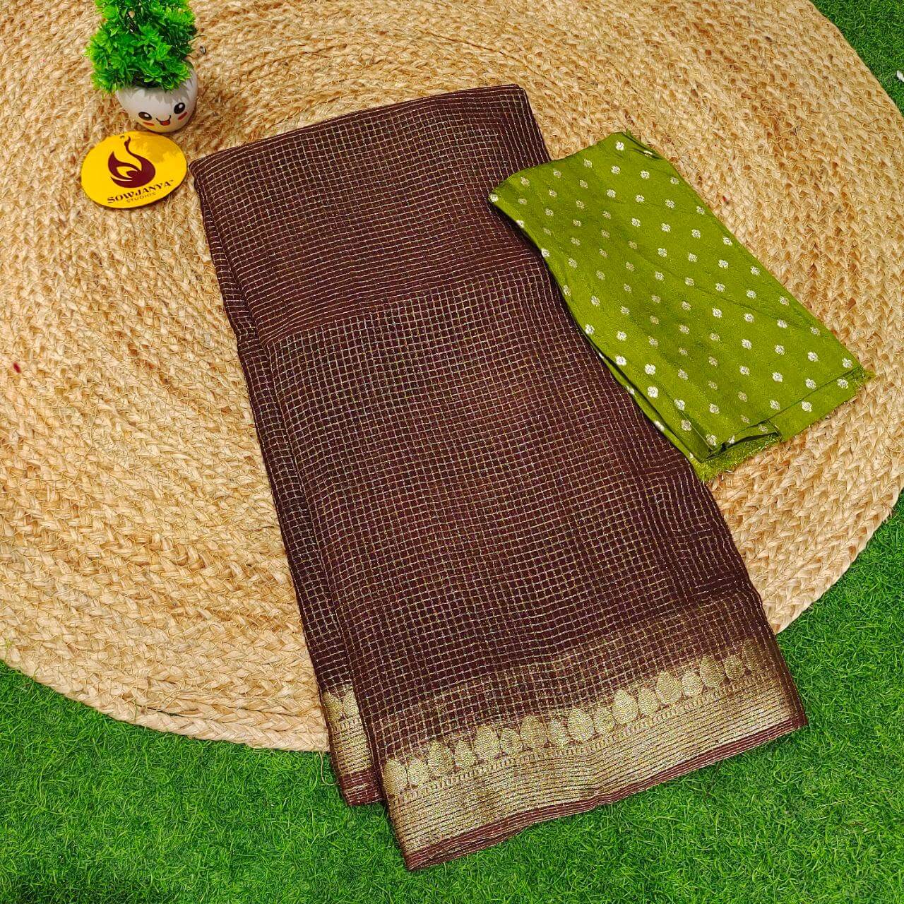 Premium Viscose Georgette ZARI LINES  Saree's - SSVIS6