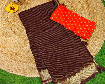 Premium Viscose Georgette ZARI LINES  Saree's - SSVIS5
