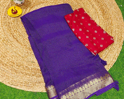Premium Viscose Georgette ZARI LINES  Saree's - SSVIS3