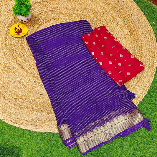 Premium Viscose Georgette ZARI LINES  Saree's - SSVIS3