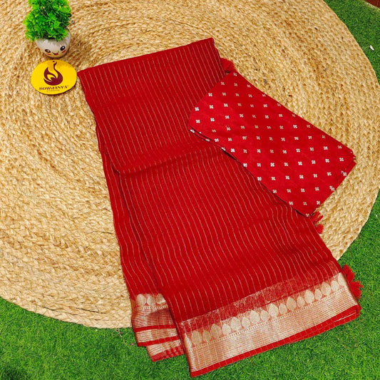 Premium Viscose Georgette ZARI LINES  Saree's - SSVIS2