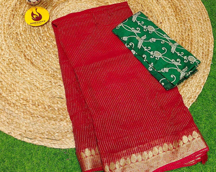 Premium Viscose Georgette ZARI LINES  Saree's - SSVIS9(ANY DESIGN BLOUSE)