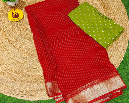 Premium Viscose Georgette ZARI LINES Saree's - SSVIS11