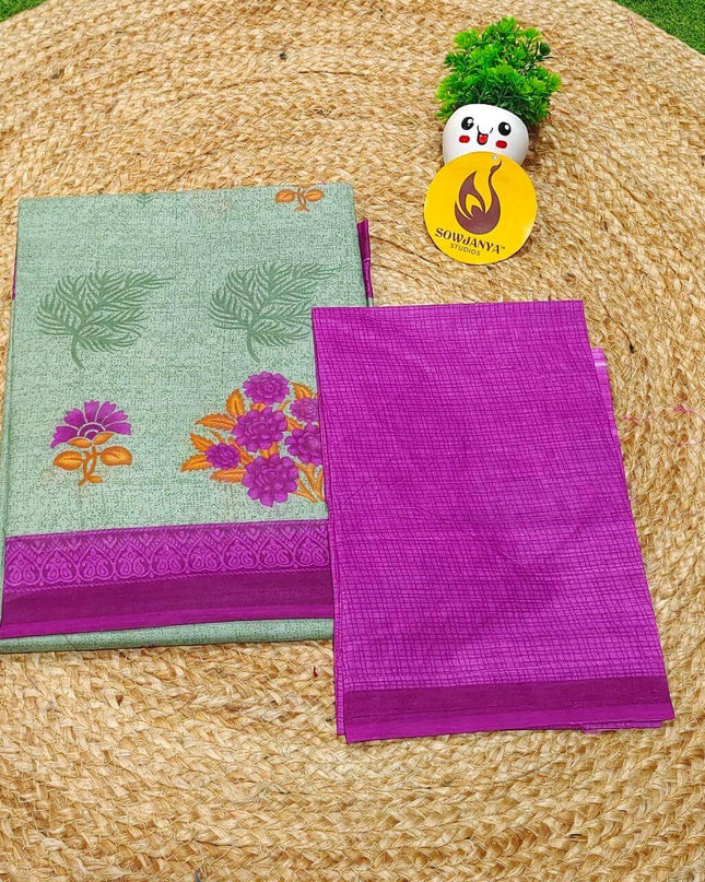 Premium Summer Cotton Sarees With Blouse HEAT13