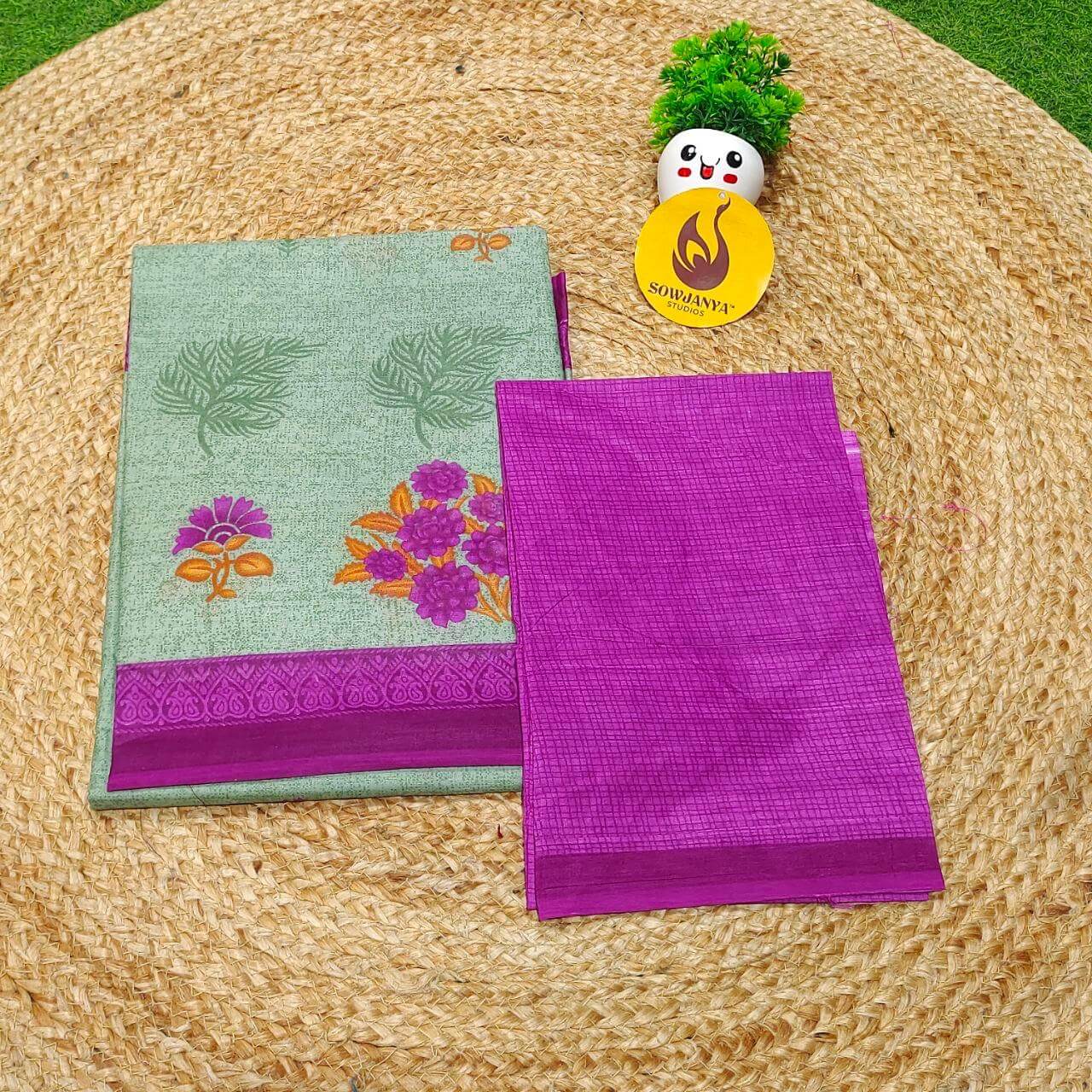 Premium Summer Cotton Sarees With Blouse HEAT13