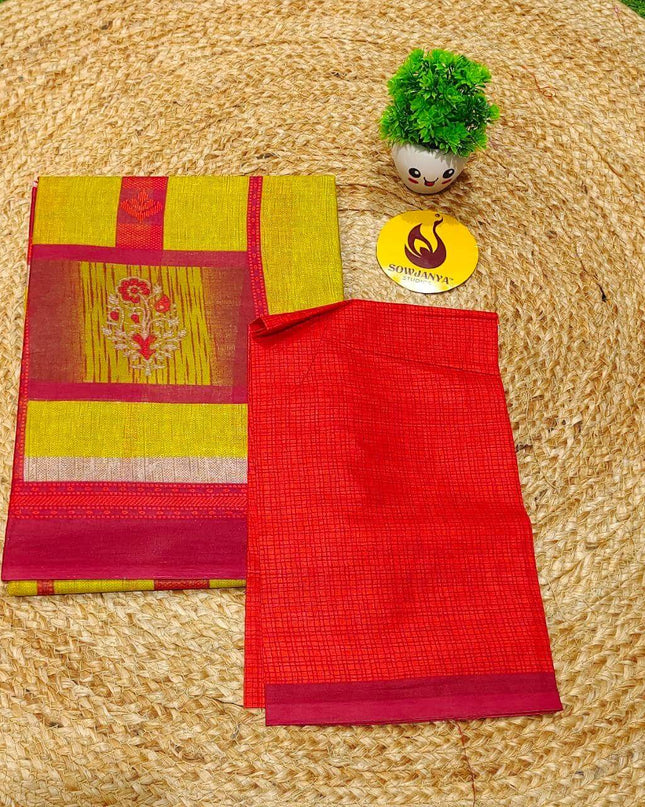 Premium Summer Cotton Sarees With Blouse-HEAT7