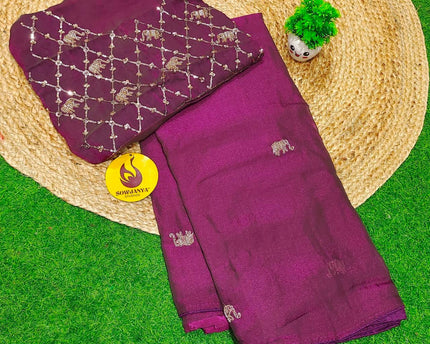 Premium Space Silk With Bead Work Sarees SSBDS4