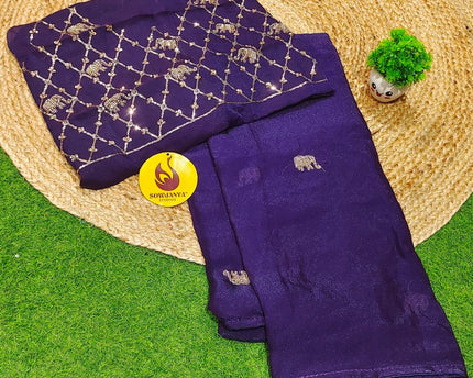 Premium Space Silk With Bead Work Sarees SSBDS5